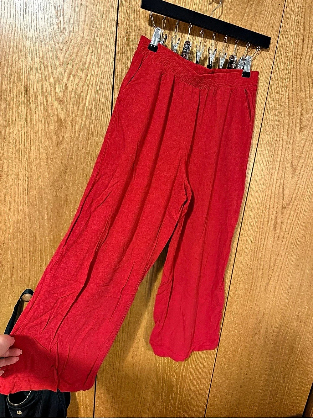 SHEIN Wide Leg Linen Pants in Red Size Large Like New